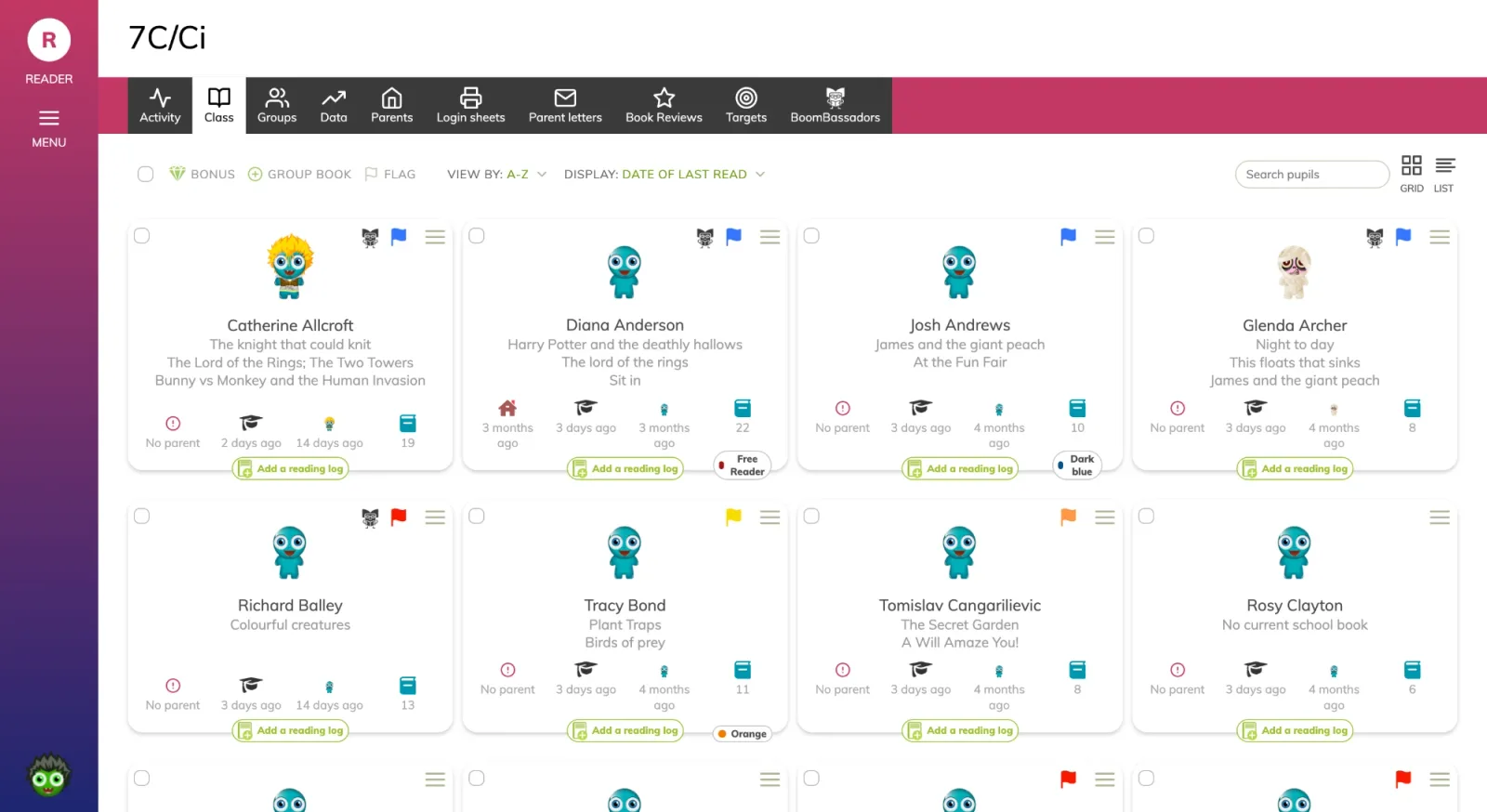 BoomReader teacher view